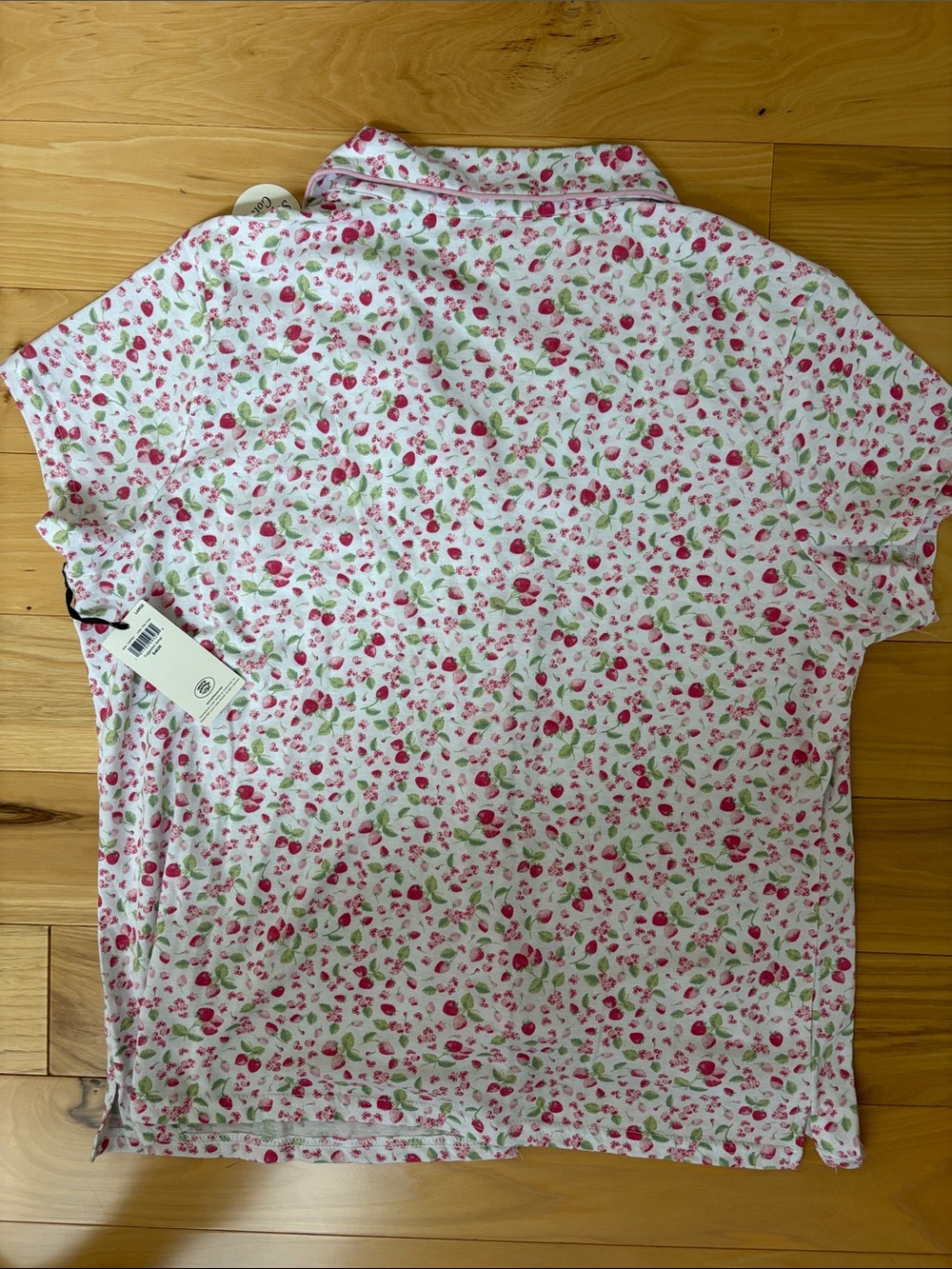 Laura Ashley Pink & Green Strawberry Print Short-Sleeve Pajama Set - Picture 6 of 8